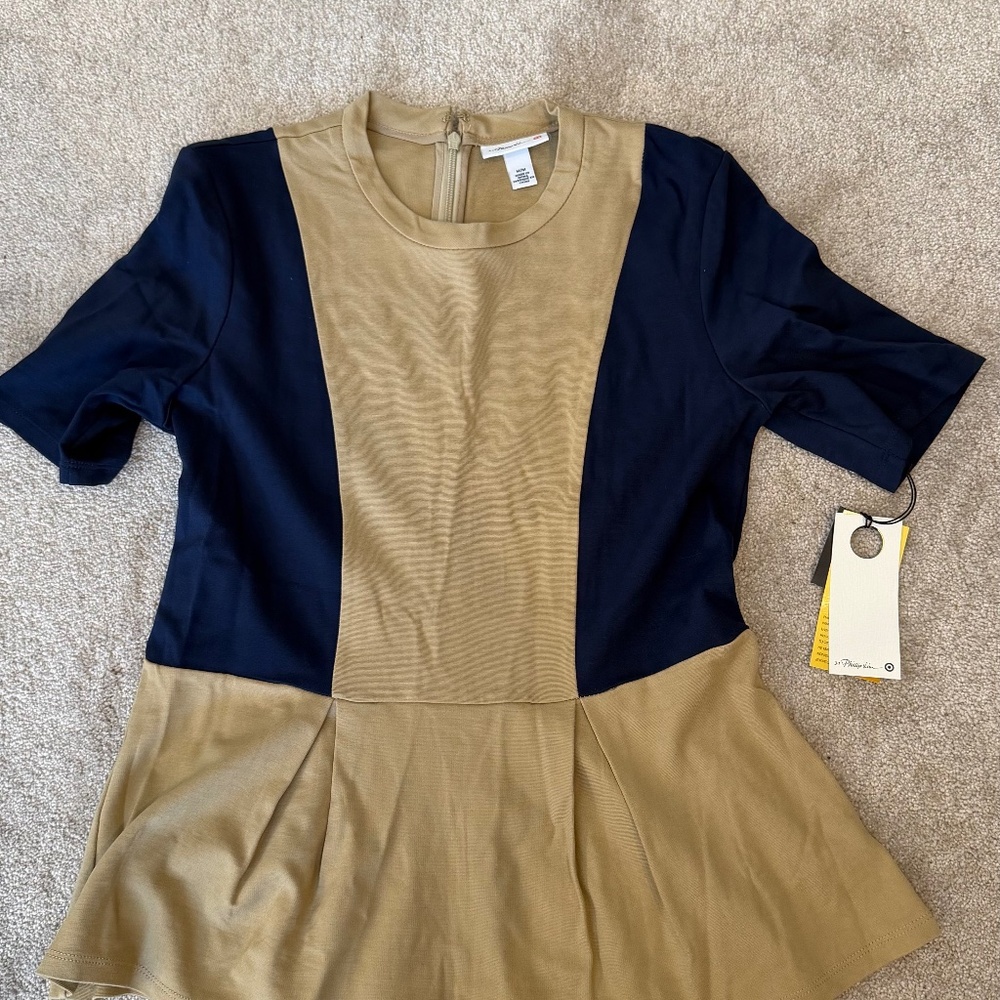 Phillip Lim for Target. Navy/beige shirt short sleeve